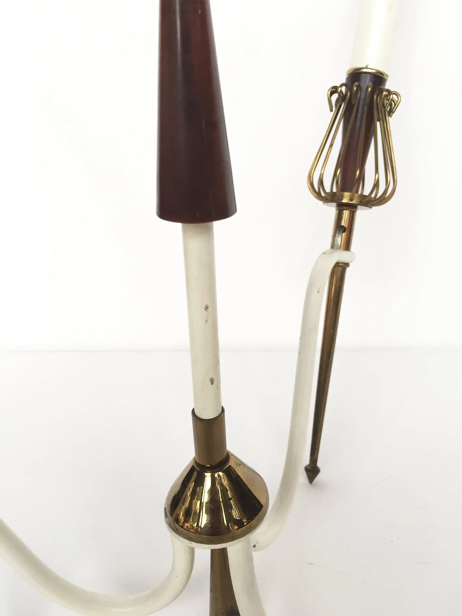 Mid-Century Brass Chandelier in the Manner of Maison Lunel