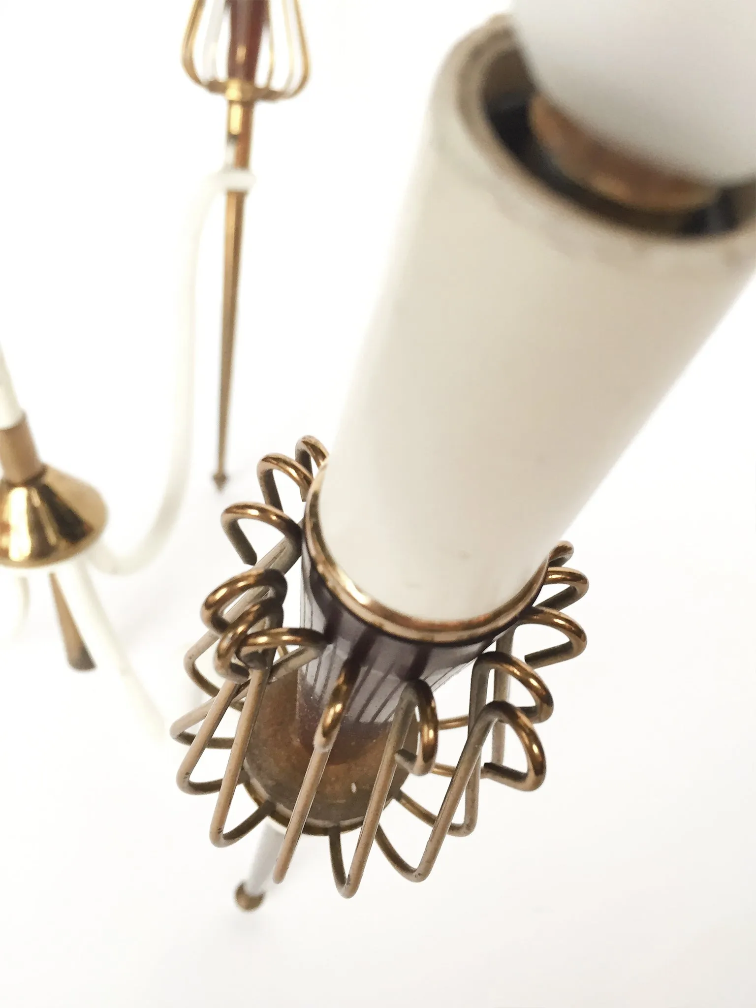 Mid-Century Brass Chandelier in the Manner of Maison Lunel