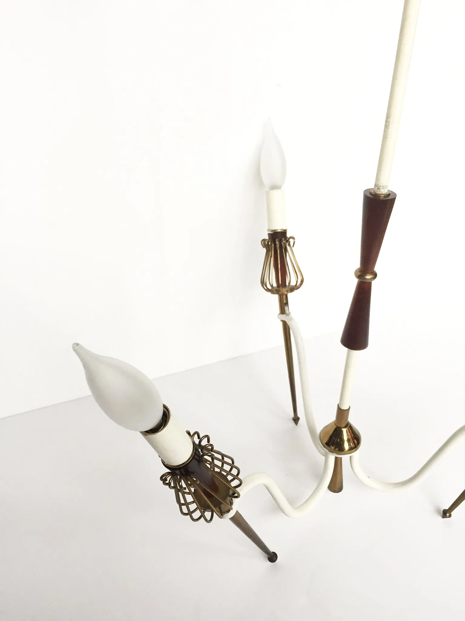 Mid-Century Brass Chandelier in the Manner of Maison Lunel