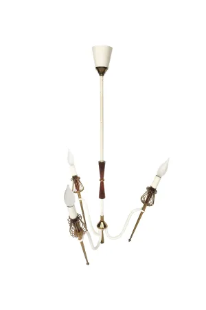 Mid-Century Brass Chandelier in the Manner of Maison Lunel
