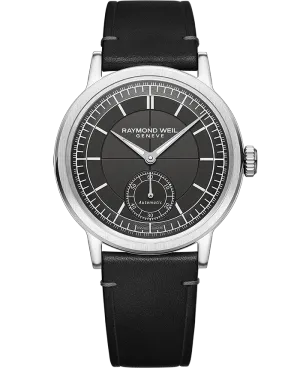 Millesime Men's Automatic Small Seconds Black Leather Watch