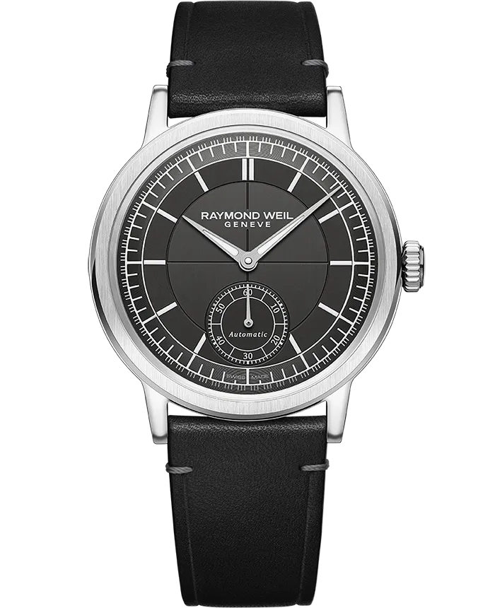 Millesime Men's Automatic Small Seconds Black Leather Watch