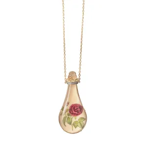 Miniature Rose Painting in a Bottle Necklace