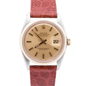 MINT Rolex DateJust 36mm Pie-Pan CHAMPAGNE  Two-Tone 18K Yellow Gold 1601 Watch