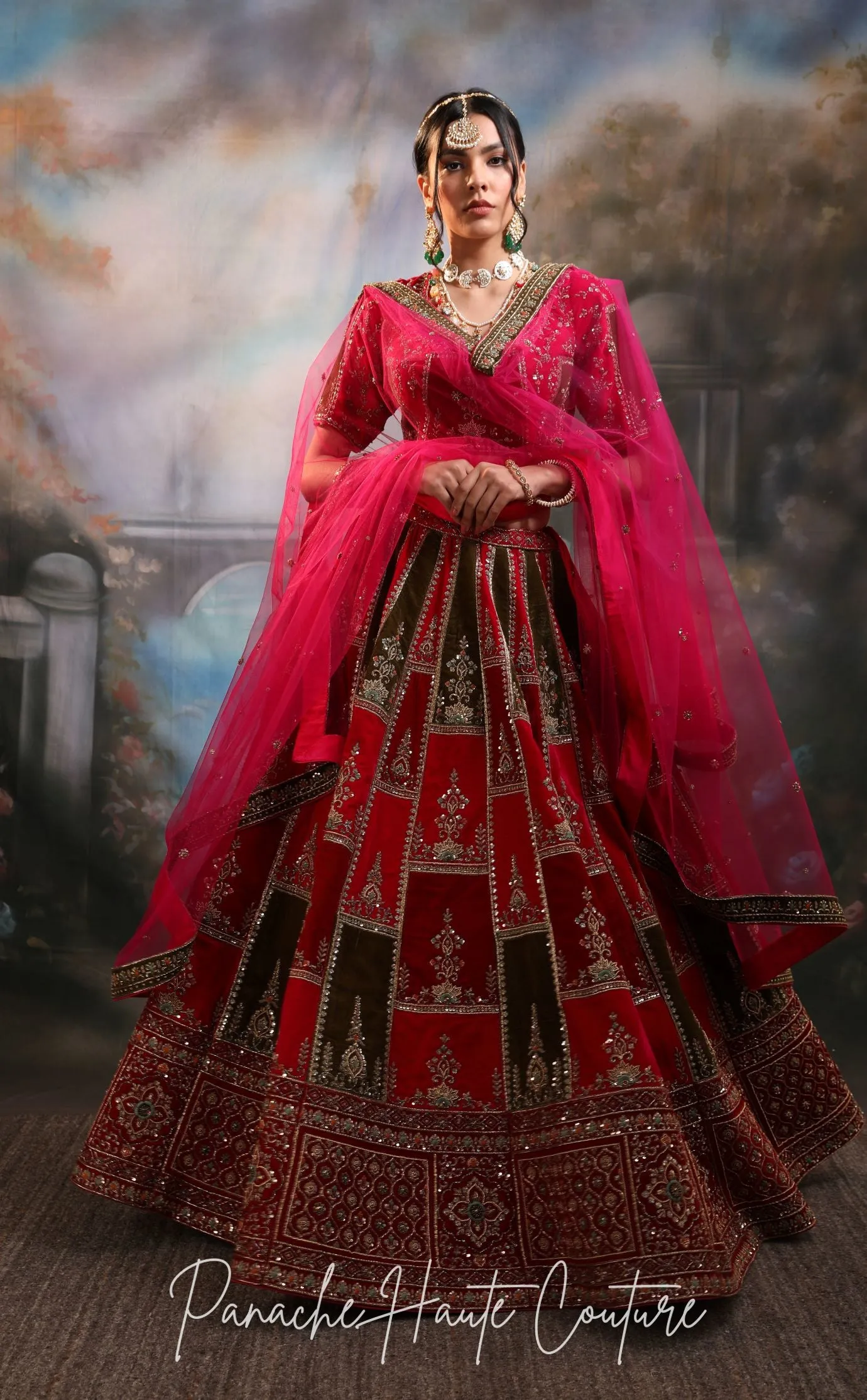 Multicolor Velvet Lehenga for Sangeet NIHAL