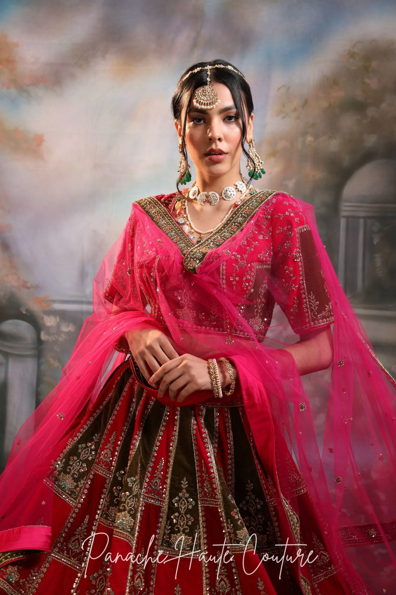 Multicolor Velvet Lehenga for Sangeet NIHAL