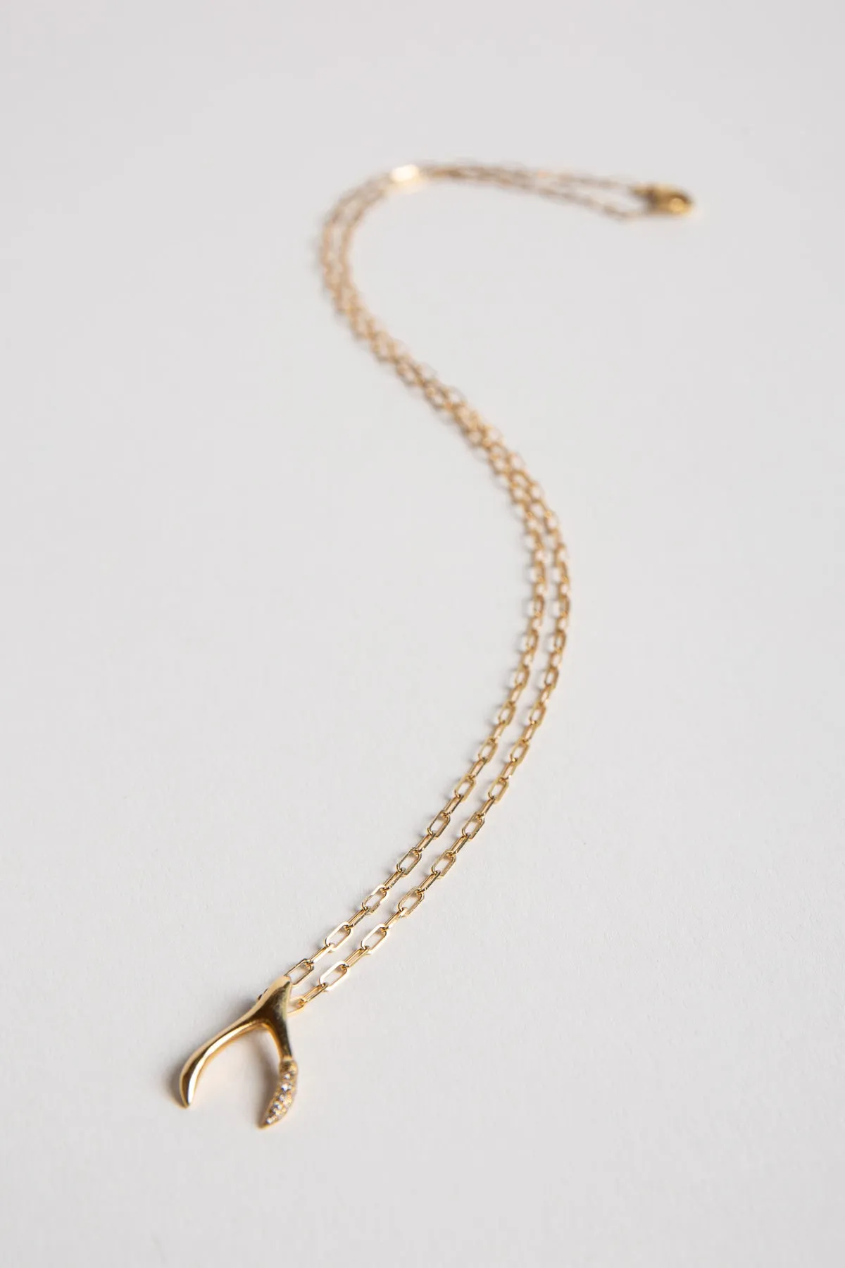 MYSTERYJOY | WISHBONE PM SEMI-PAVED NECKLACE