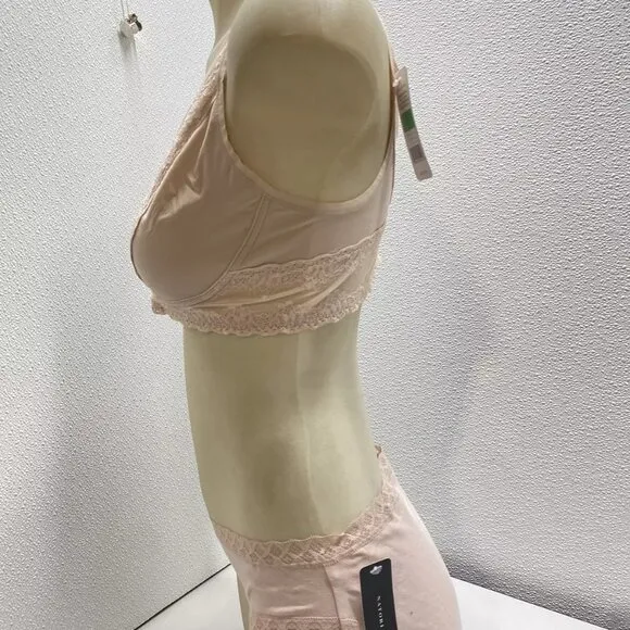 Natori Womens Bliss Perfection Day Bra &amp; Pantie Set Size L Rose Beige/Cameo Rose