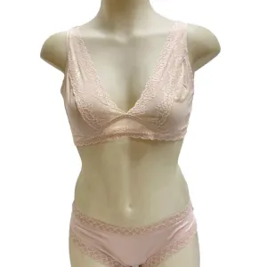 Natori Womens Bliss Perfection Day Bra &amp; Pantie Set Size L Rose Beige/Cameo Rose