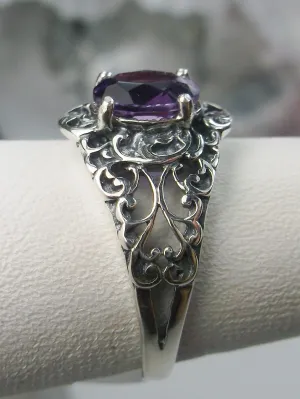 Natural Amethyst Ring, Sterling Silver Art Nouveau Jewelry #D14