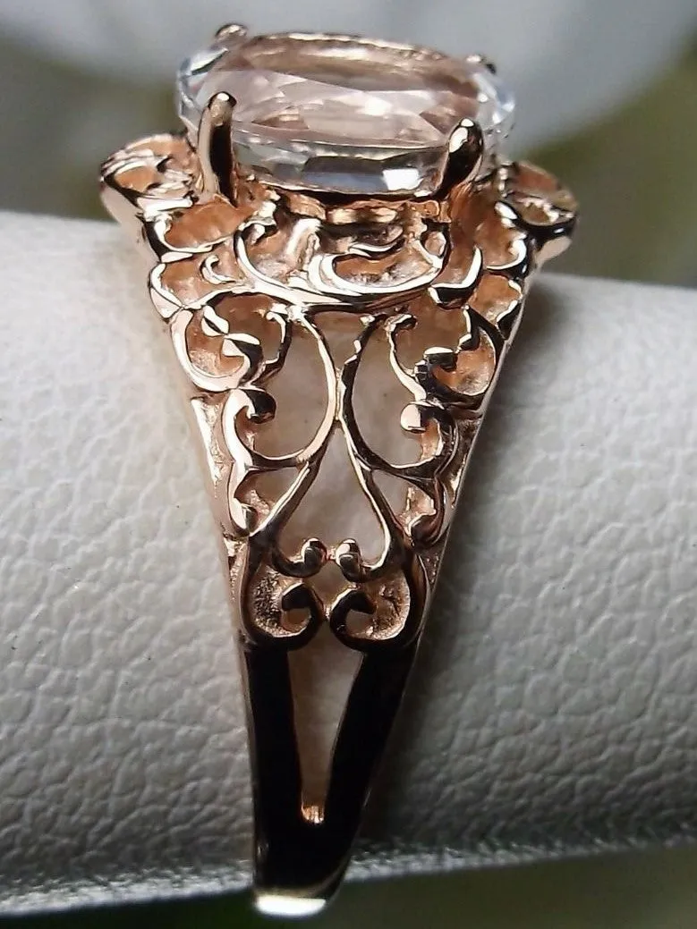 Natural White Topaz Ring, 10K Gold, 14K Gold or Rose Gold Overlay on Sterling Silver, Art Nouveau Jewelry #D14