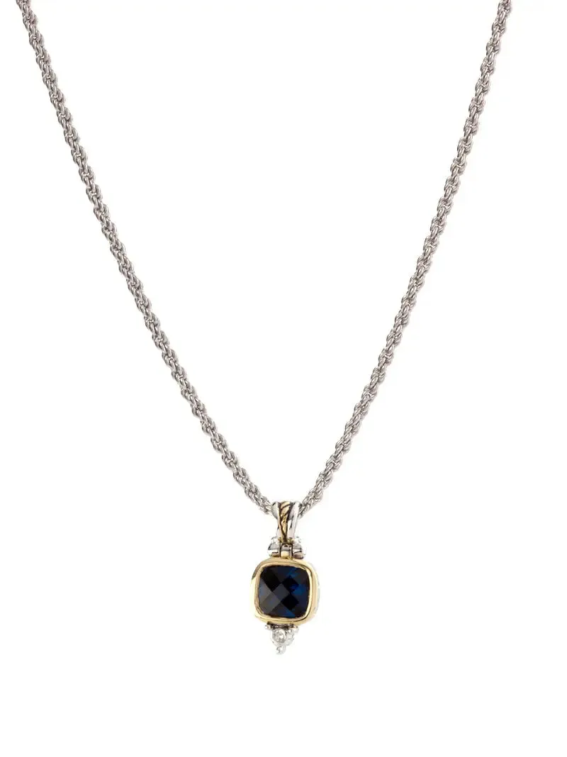 Nouveau Collection - Square Cubic Zirconia Pendant with Chain