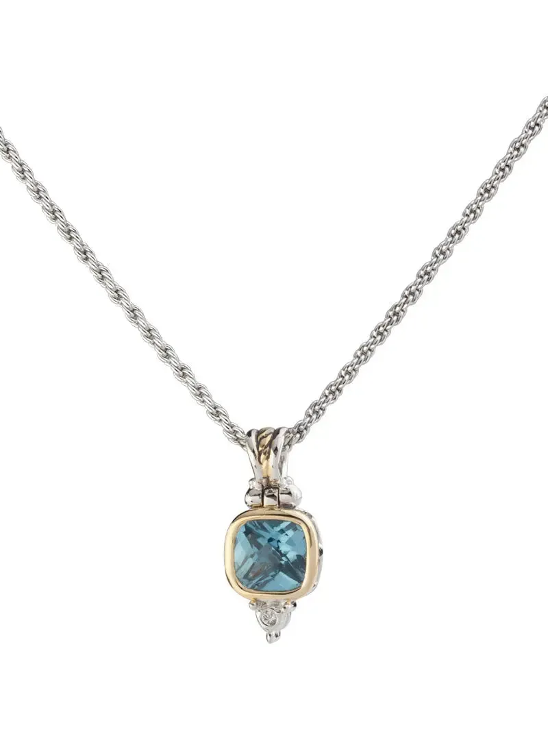 Nouveau Collection - Square Cubic Zirconia Pendant with Chain