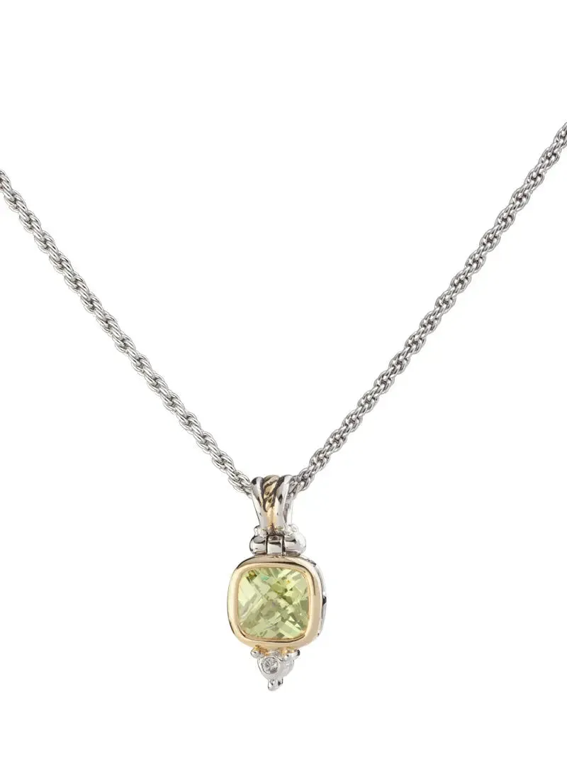 Nouveau Collection - Square Cubic Zirconia Pendant with Chain