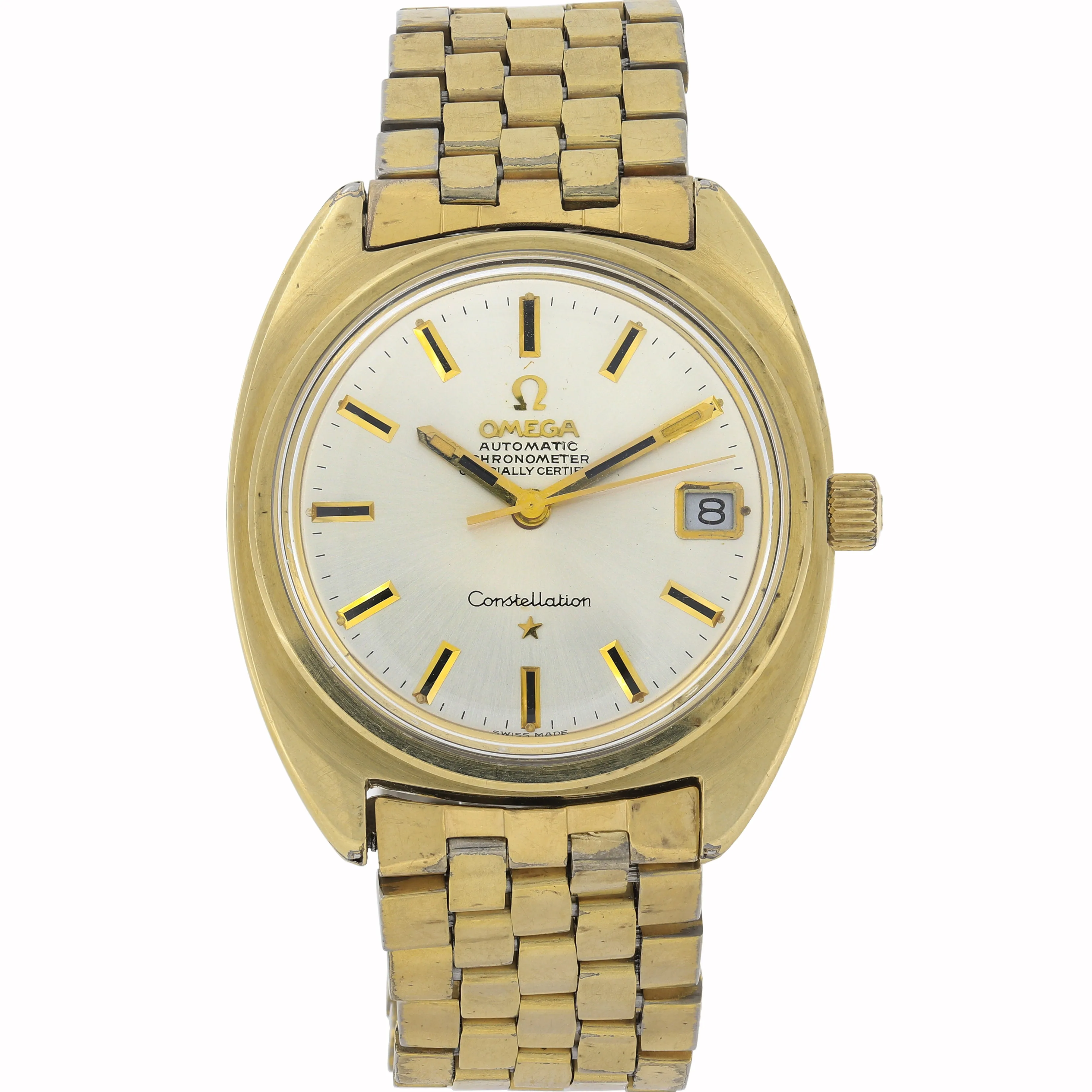 Omega Constellation "C" 168.017 Cal 564 Automatic Date Silver Dial c 1969 GoldCap Steel 35 mm
