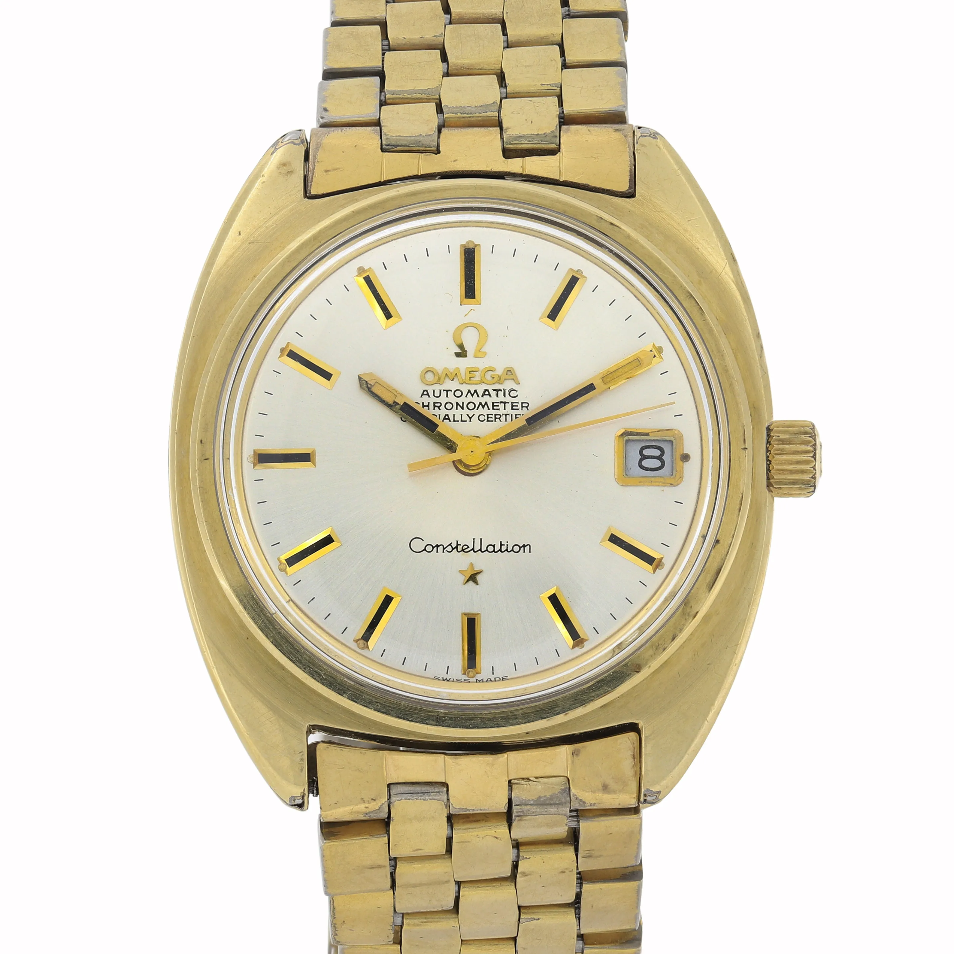 Omega Constellation "C" 168.017 Cal 564 Automatic Date Silver Dial c 1969 GoldCap Steel 35 mm