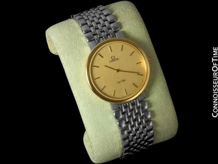 Omega DeVille Mens Midsize Dress Watch - 18K Gold Plated & Stainless Steel