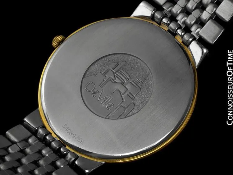 Omega DeVille Mens Midsize Dress Watch - 18K Gold Plated & Stainless Steel