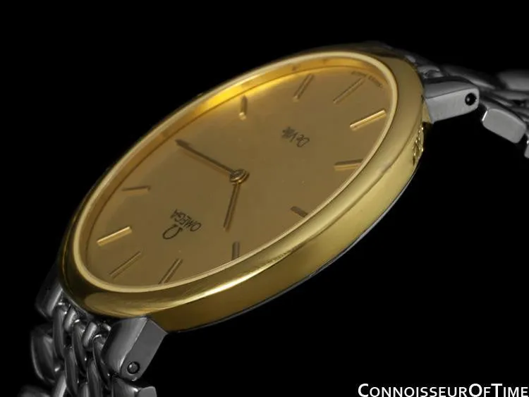Omega DeVille Mens Midsize Dress Watch - 18K Gold Plated & Stainless Steel