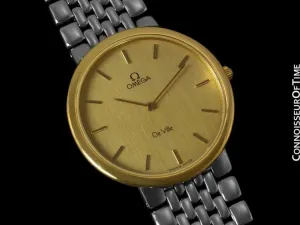 Omega DeVille Mens Midsize Dress Watch - 18K Gold Plated & Stainless Steel
