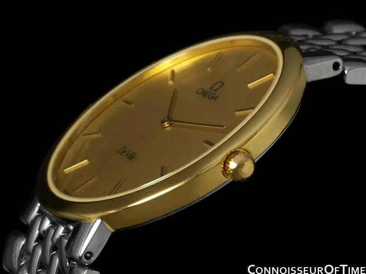 Omega DeVille Mens Midsize Dress Watch - 18K Gold Plated & Stainless Steel