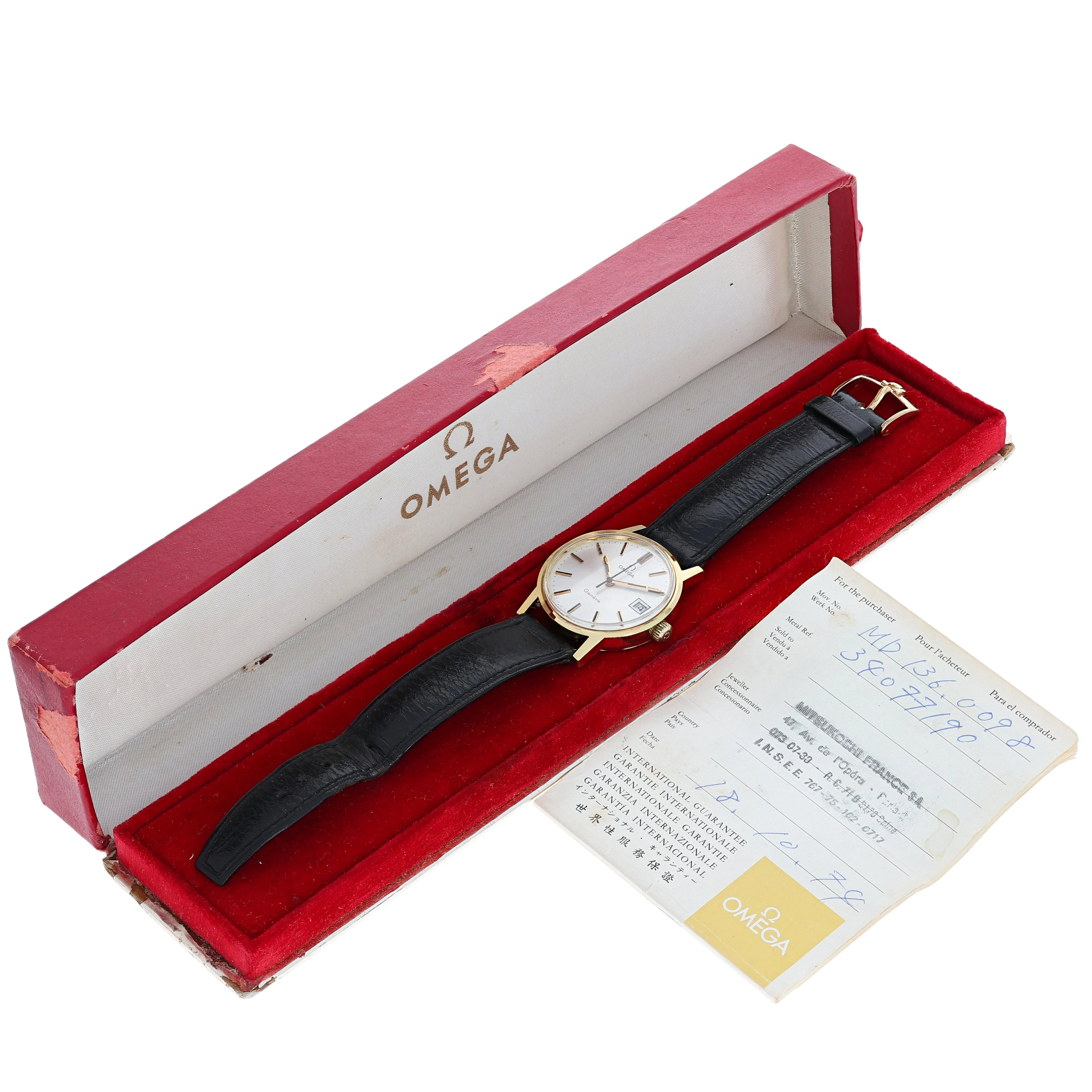Omega Genève 136.0098 Papers Box Cal. 613 Manual 1974 Gold Plated 35 mm
