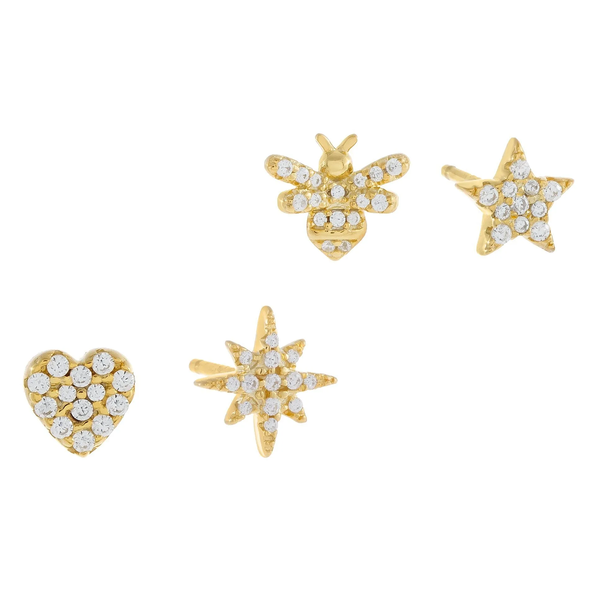 Pavé Mismatched Stud Earring Combo Set