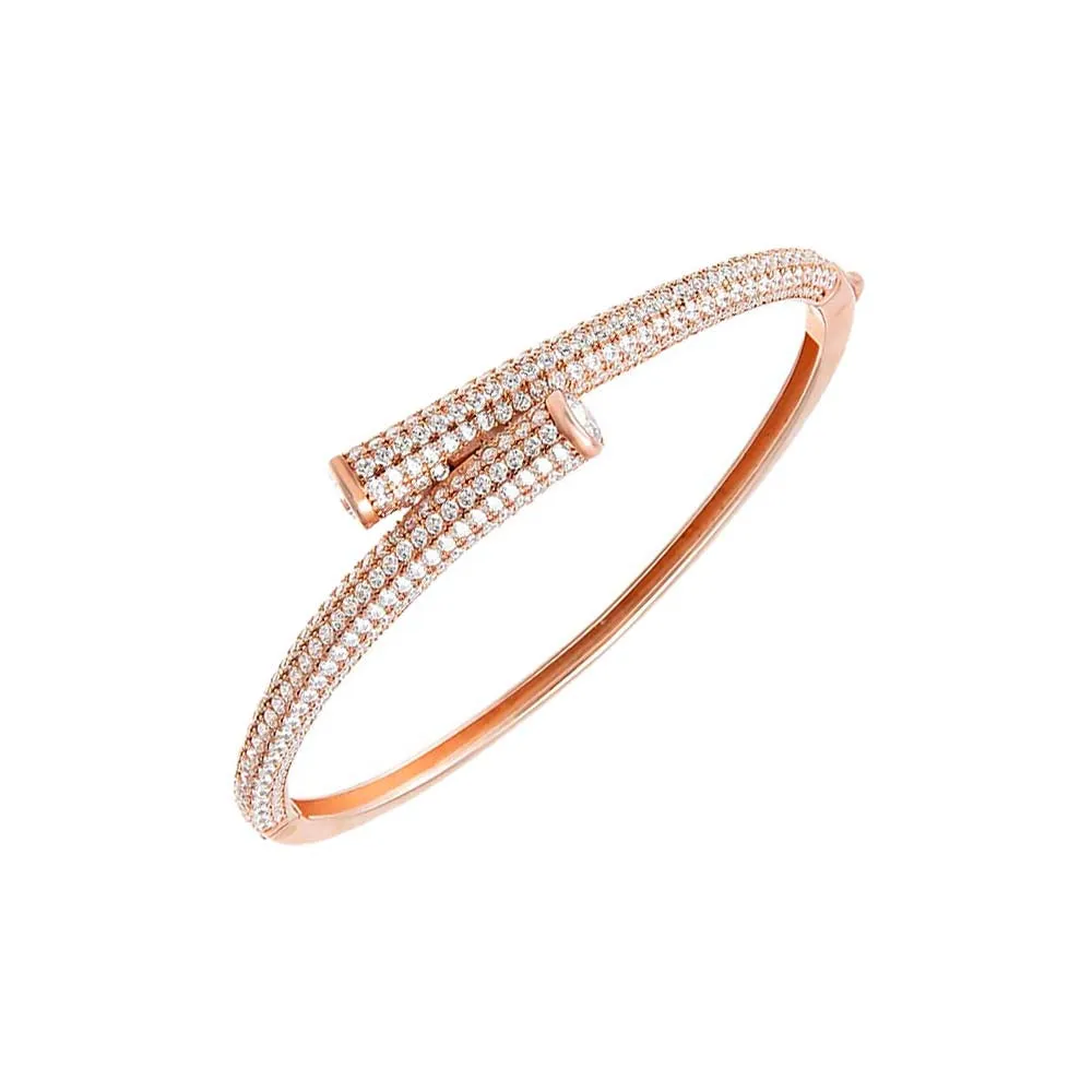 Pave Overlap Claw Bangle Bracelet