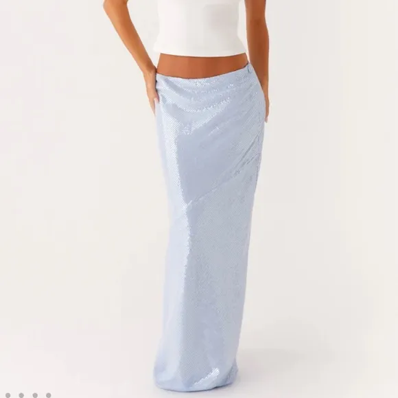 Peppermayo Exclusive - Algorithm Sequin Maxi Skirt - Blue Women’s SZ US 4