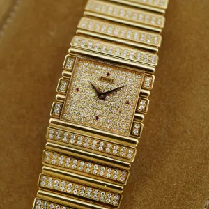 Piaget Yellow Gold Polo Ref. 9131 with Pave Diamond and Ruby Dial (New Arrival)