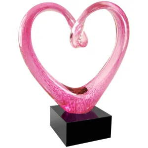 Pink Heart Art Glass