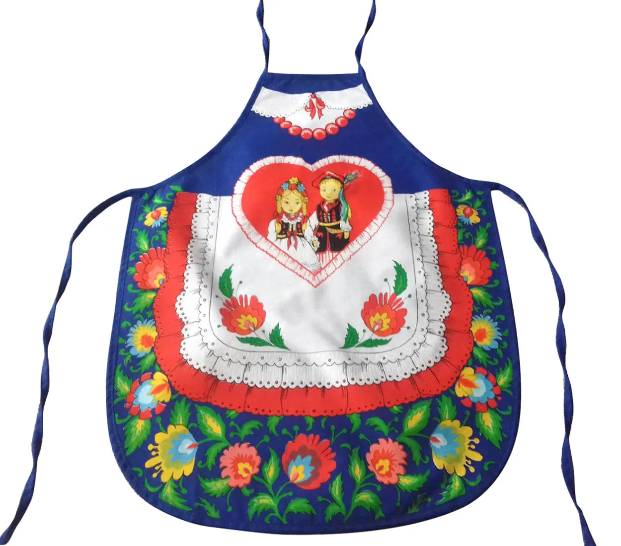 Polish Folk Art Lowicz Flowers Krakow Dancers Kids Kitchen Apron