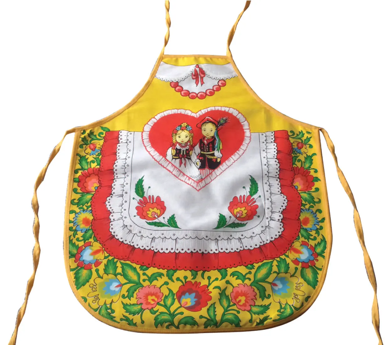 Polish Folk Art Lowicz Flowers Krakow Dancers Kids Kitchen Apron