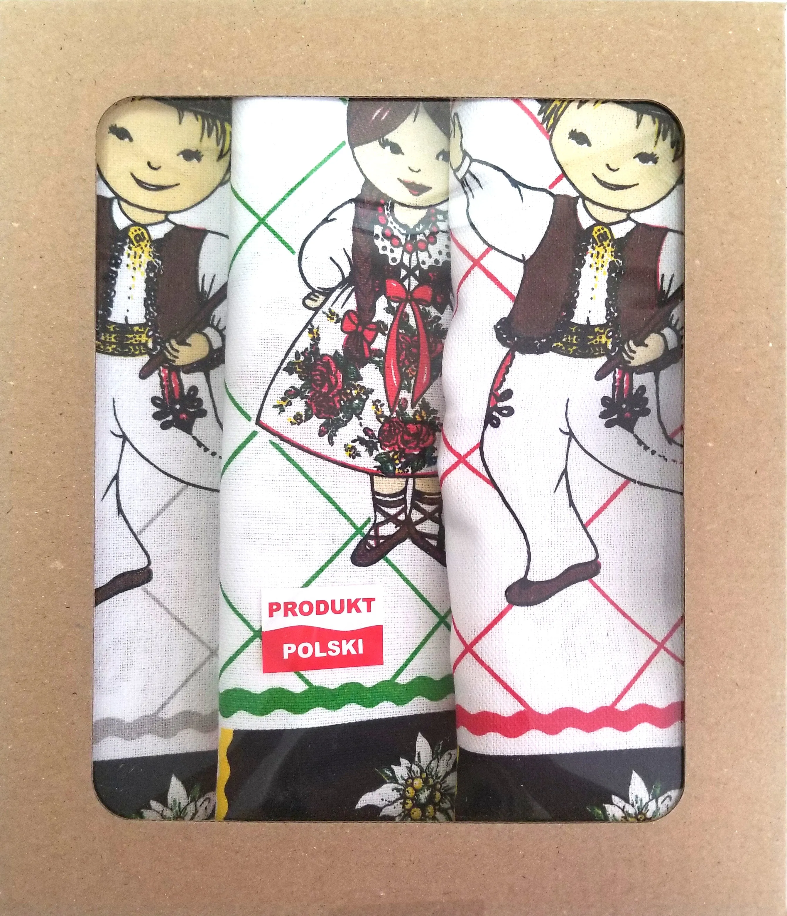 Polish Folk Art Set of 3 Kitchen Towels in Box (Highlanders)