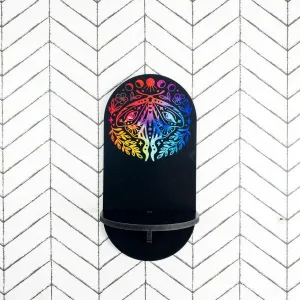 Printed Pill Shelf - Black & Rainbow Moth