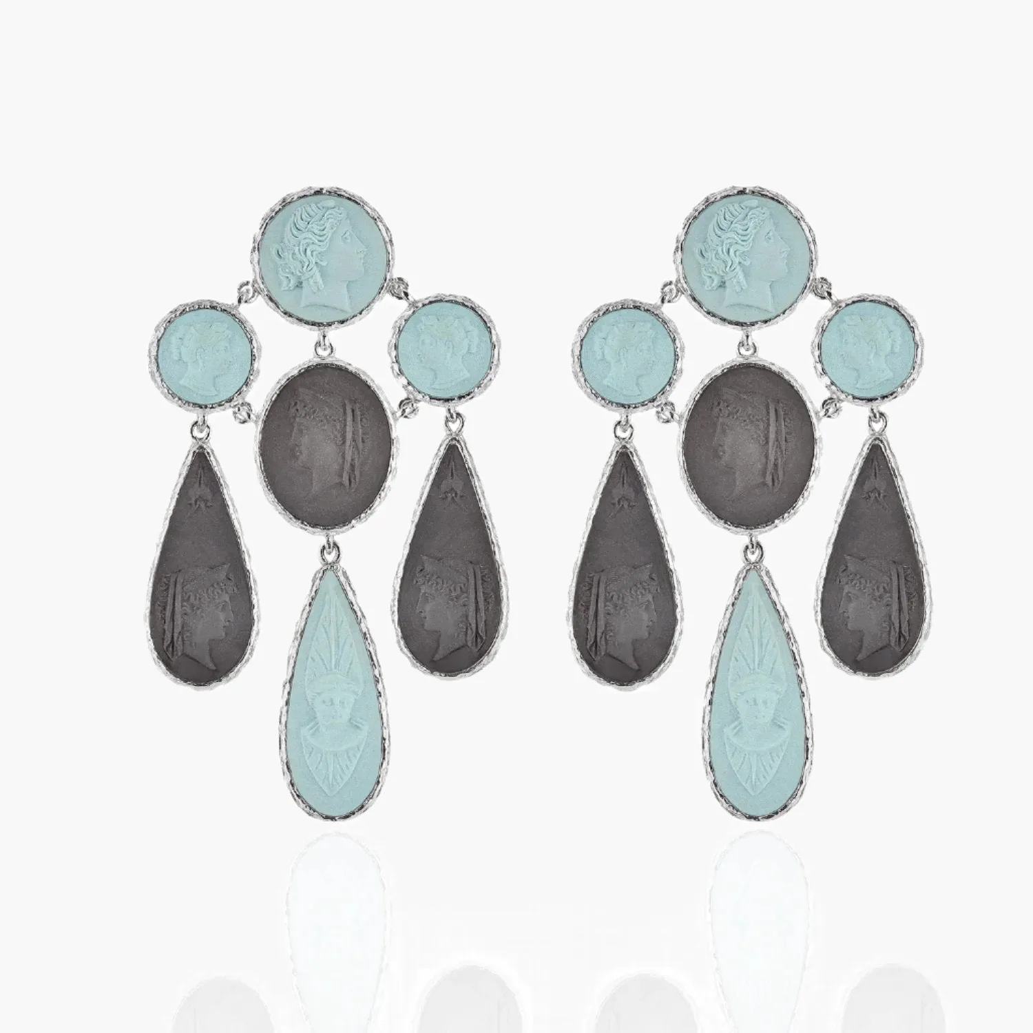 Profile of Women in Ancient Rome Cameo Chandelier Earrings