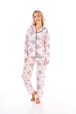 "Goodnight Bear" Collared Long Sleeved Cotton Pyjamas