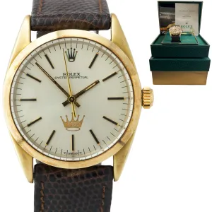 RARE Vintage 1984 HALLMARK Rolex Oyster Perpetual 34mm 14K Gold Shell Watch 1024