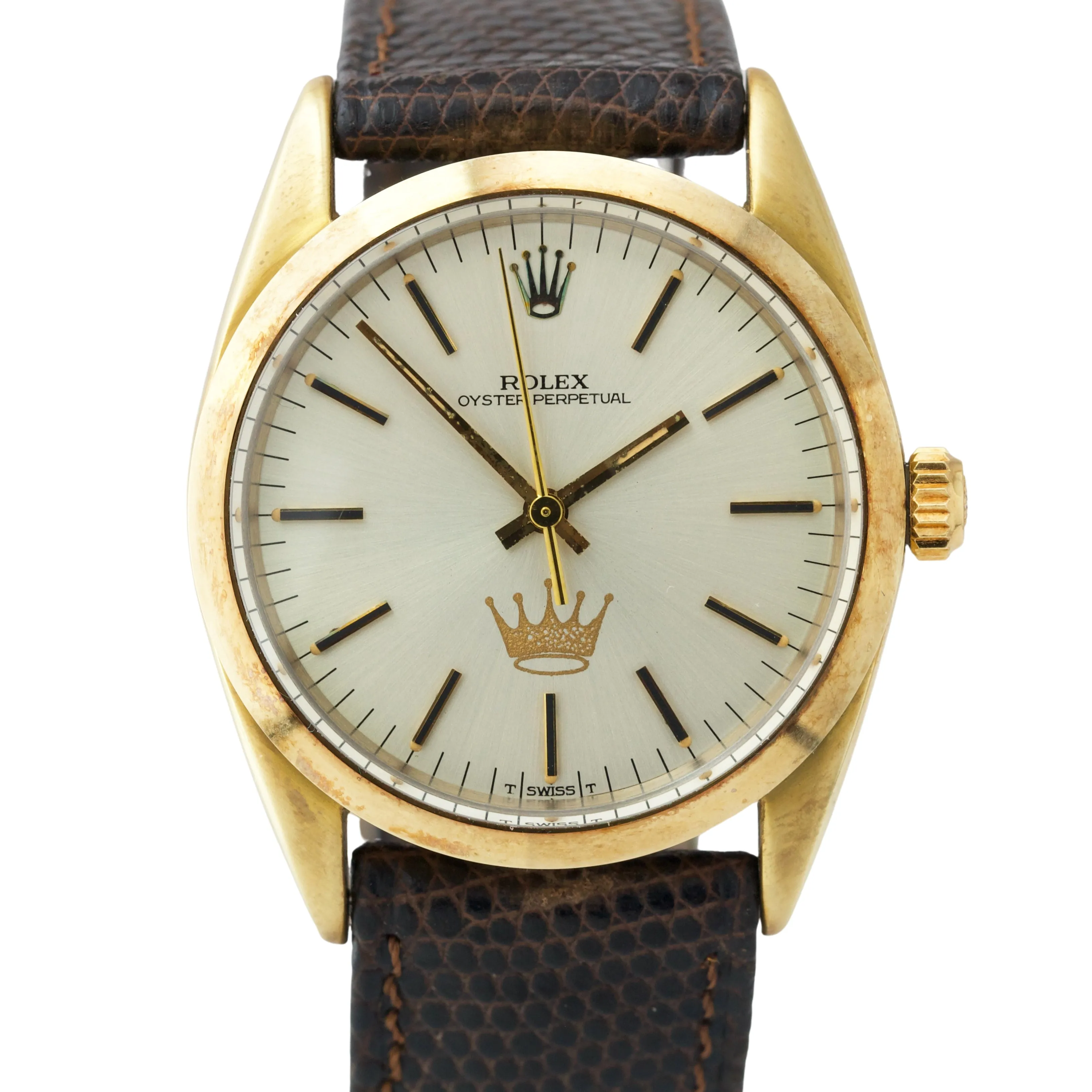 RARE Vintage 1984 HALLMARK Rolex Oyster Perpetual 34mm 14K Gold Shell Watch 1024