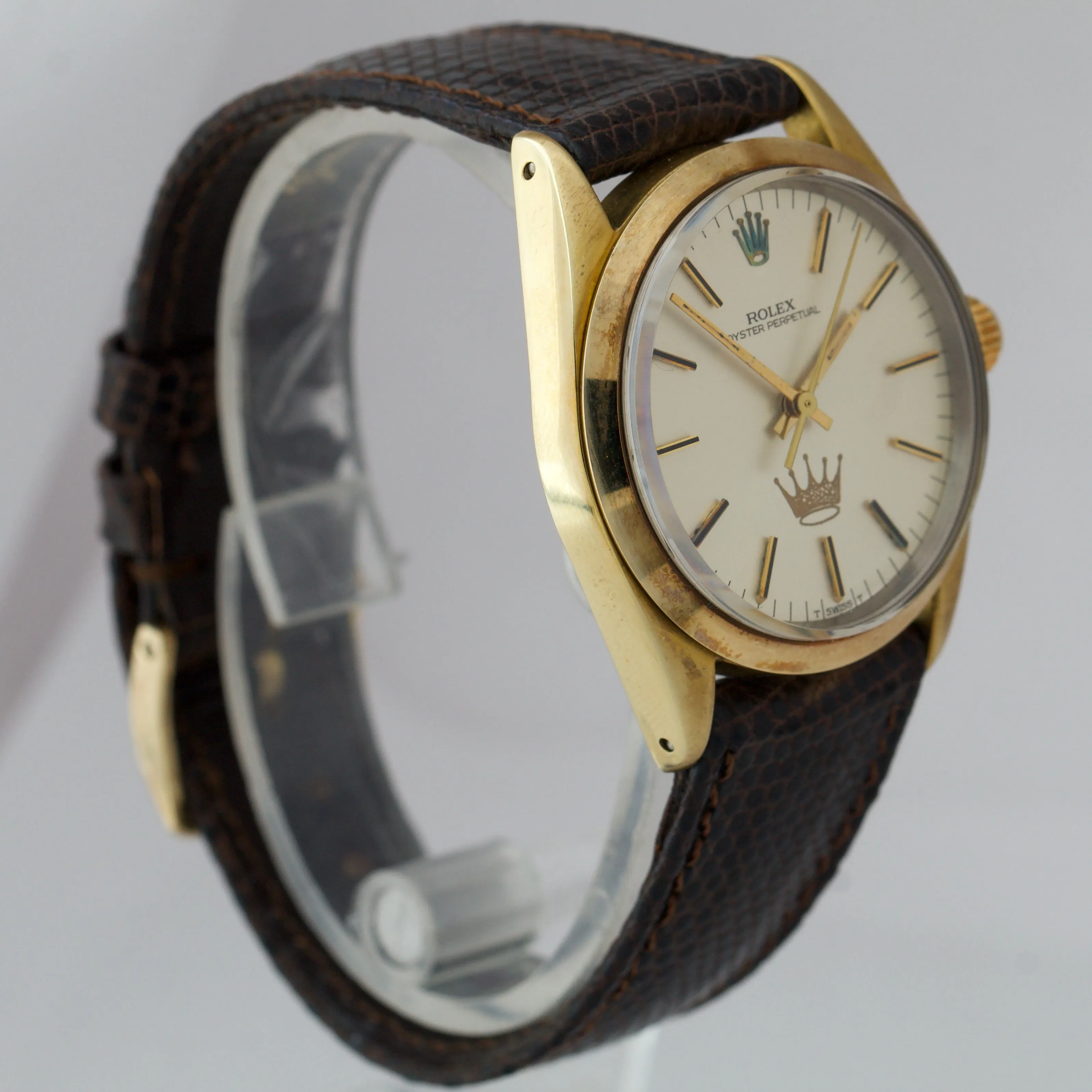 RARE Vintage 1984 HALLMARK Rolex Oyster Perpetual 34mm 14K Gold Shell Watch 1024