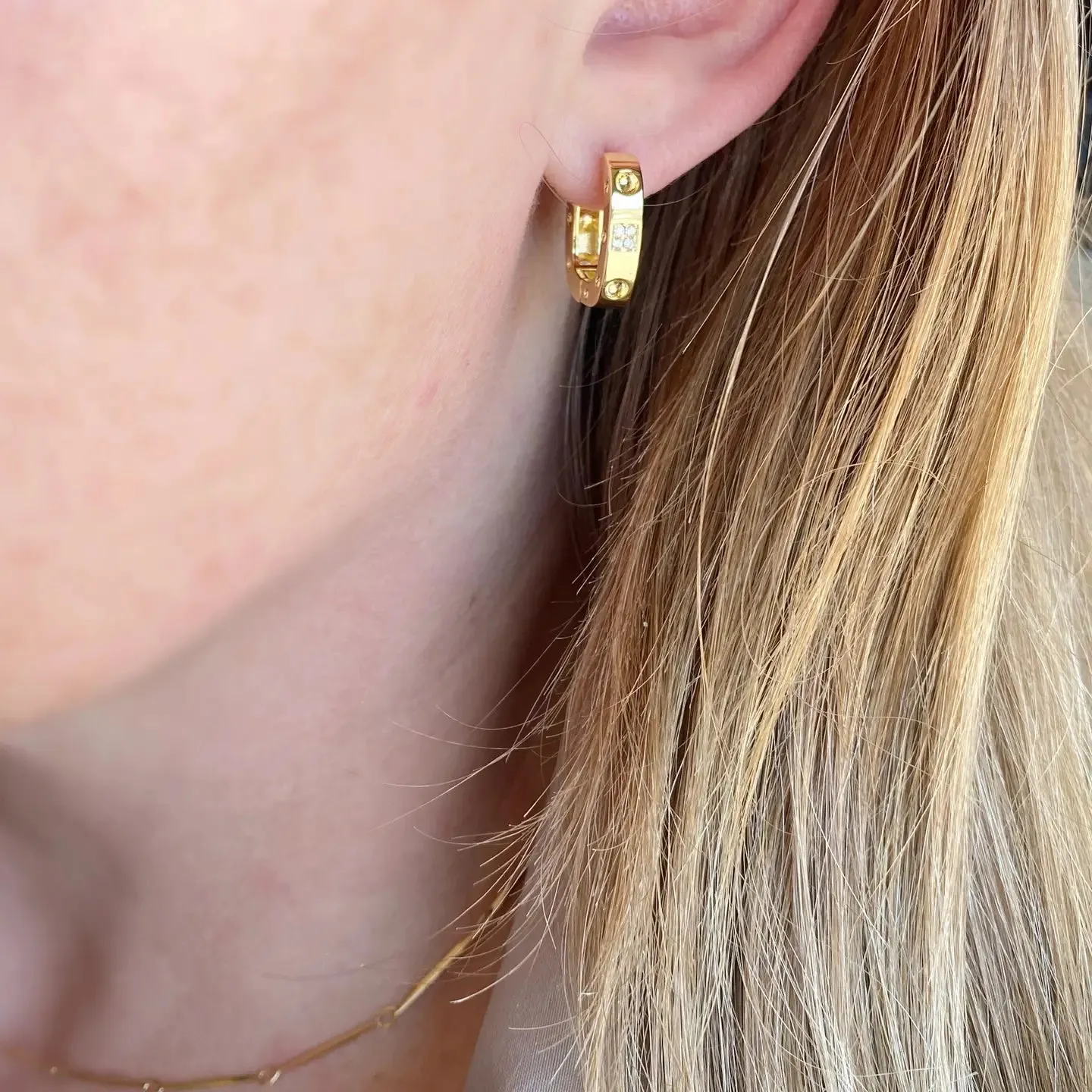 Rectangular Hoops with CZ Detail