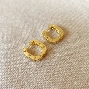 Rectangular Hoops with CZ Detail