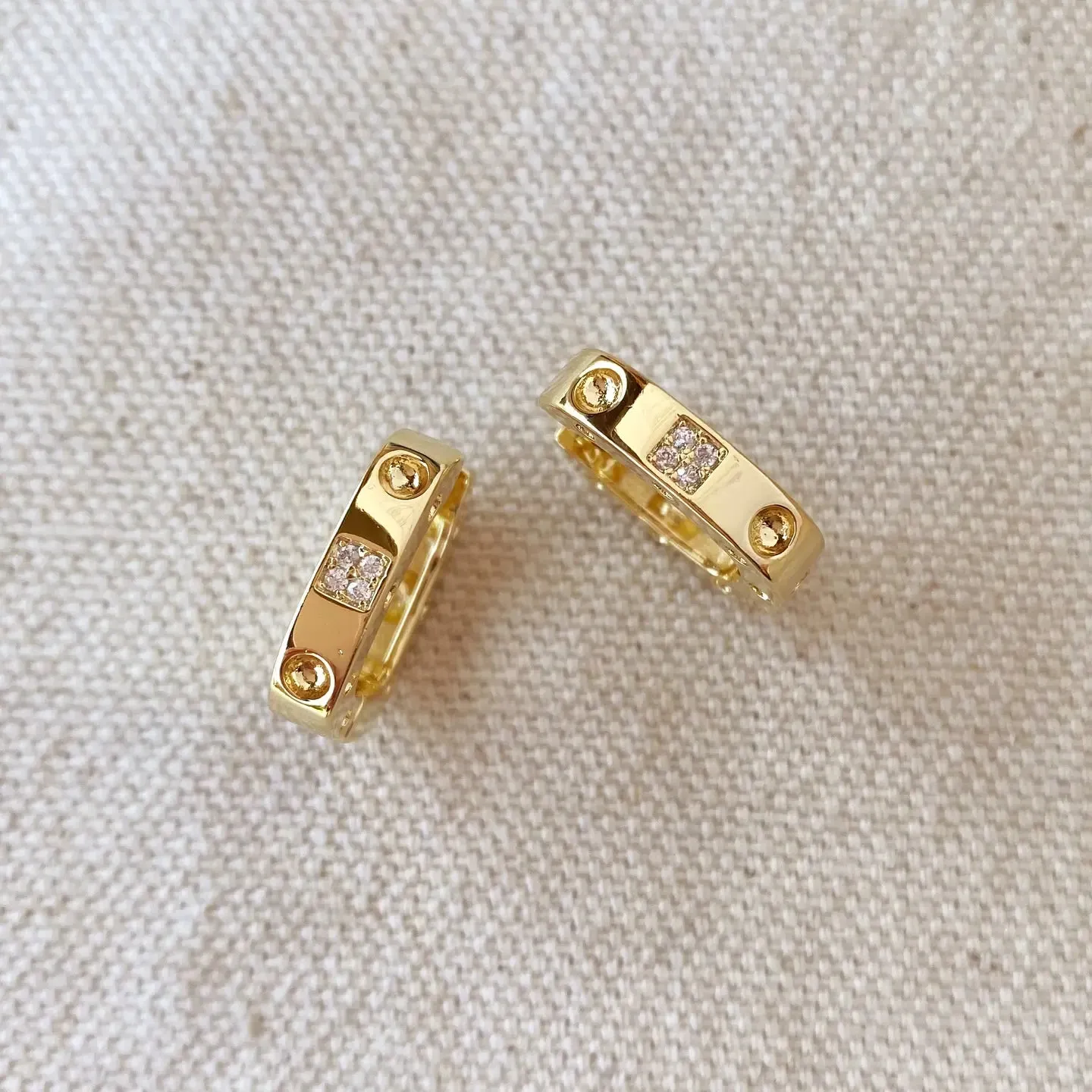 Rectangular Hoops with CZ Detail