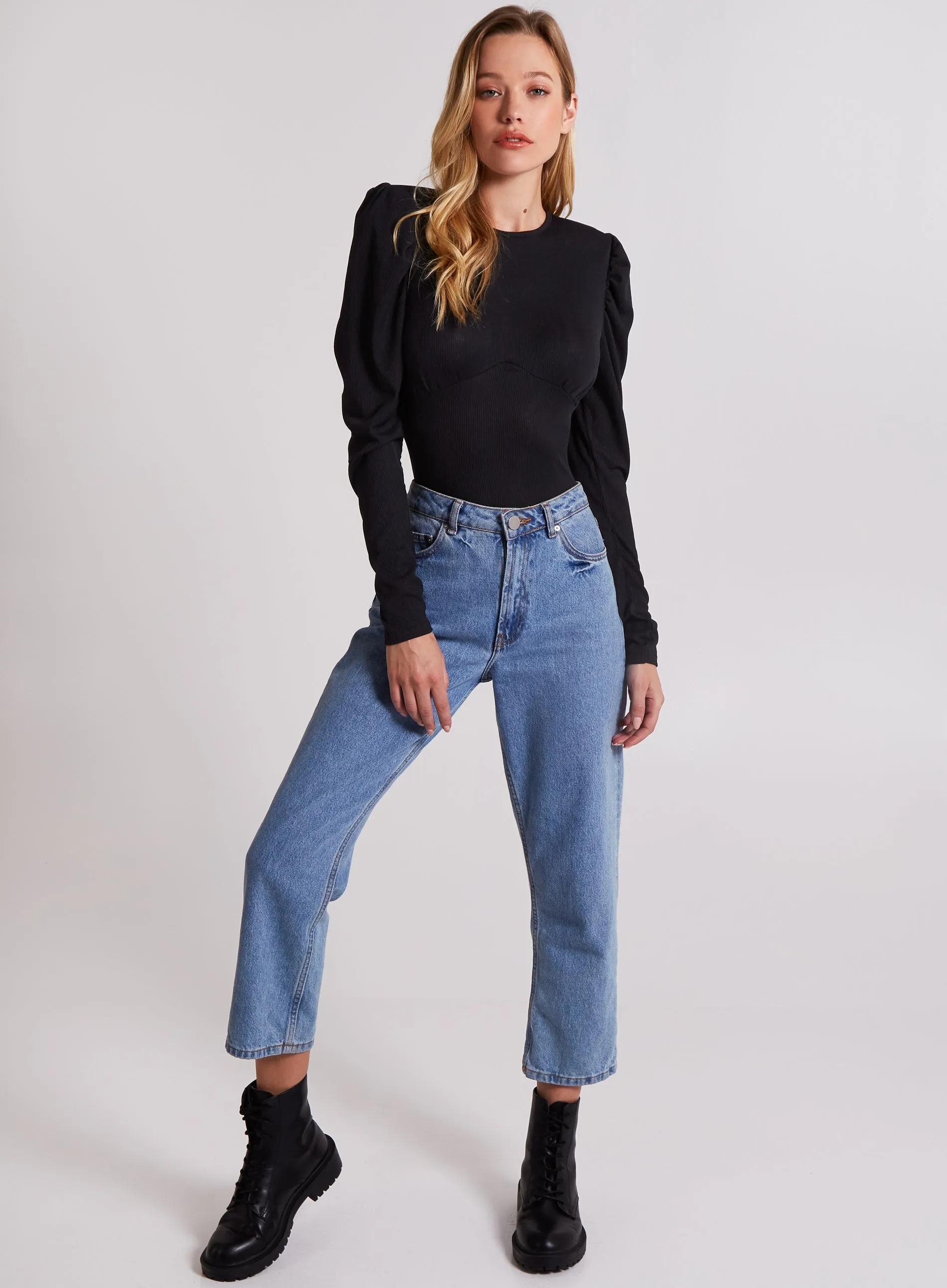 Ribbed Open Back Bodysuit