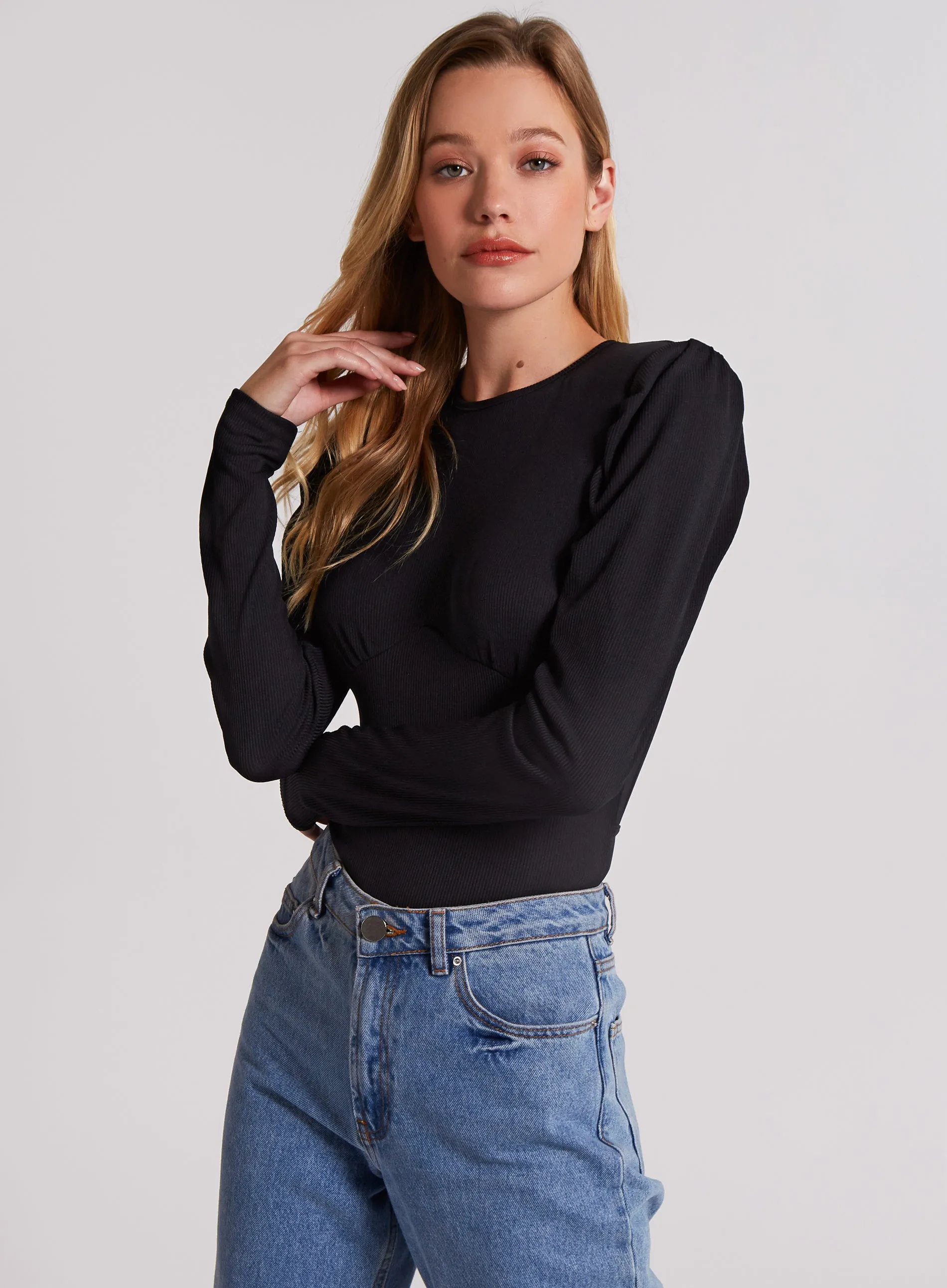 Ribbed Open Back Bodysuit