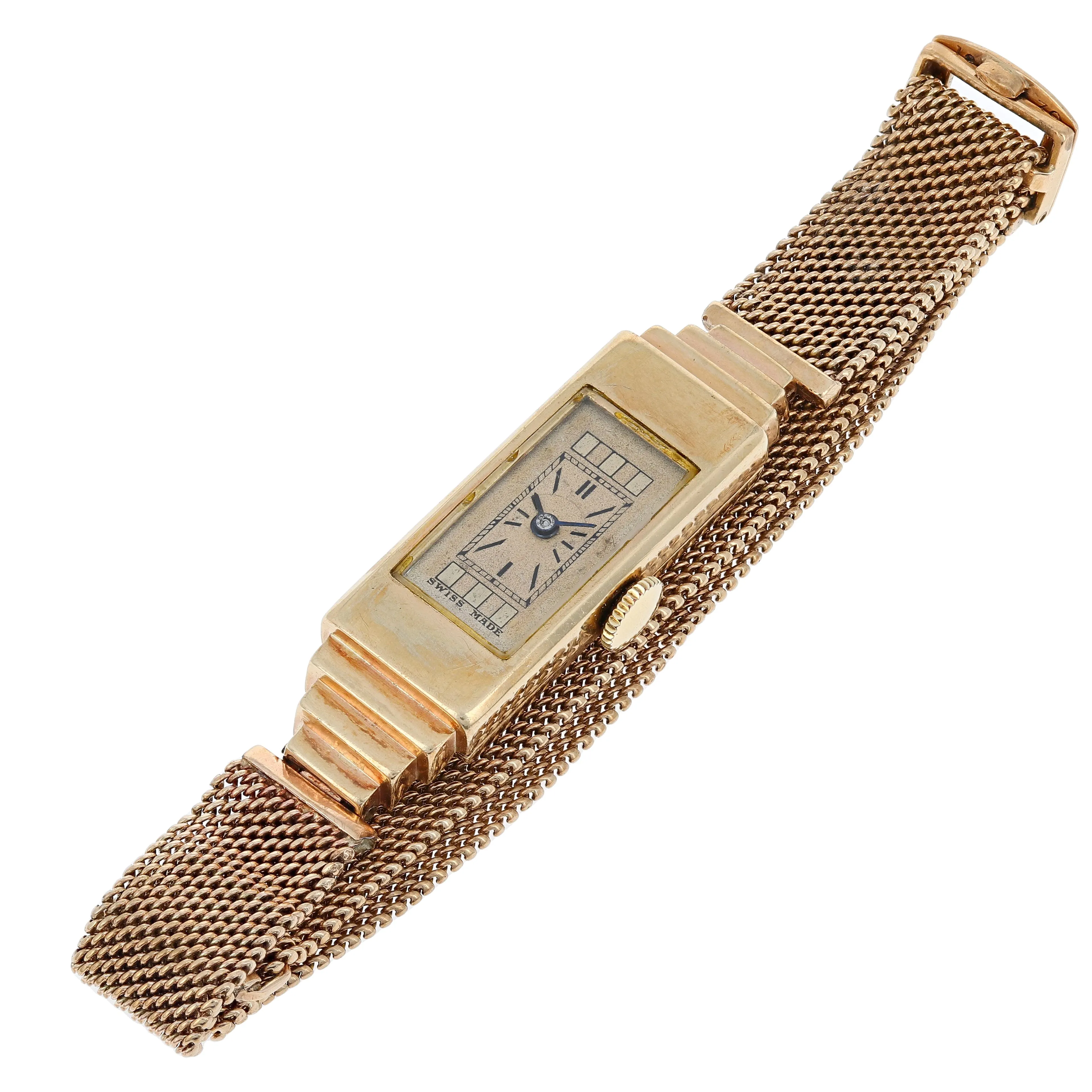 Rolex Princess Egyptian 1382 Ladies Manual-Wind circa 1933 9k Rose Gold 11x38 mm
