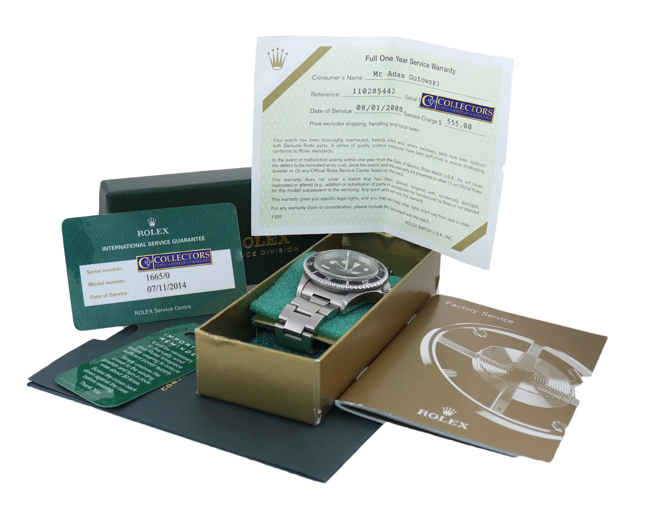 RSC PAPERS Vintage Rolex Sea Dweller Matte Patina Dial 1665 40mm Steel Watch Box