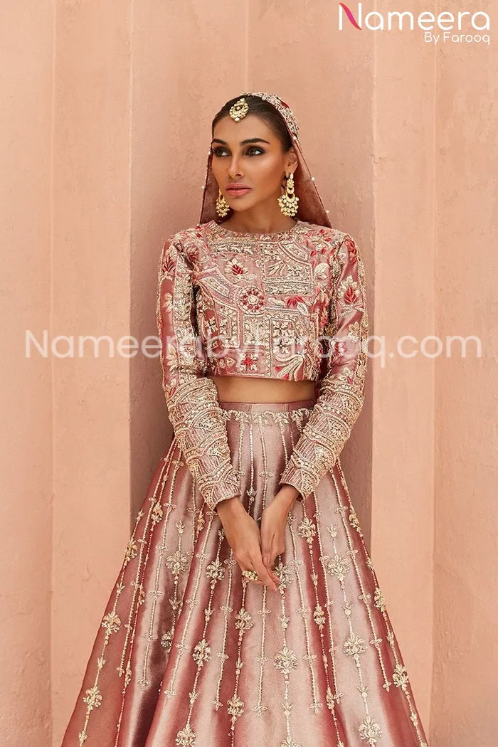 Rust Pakistani Bridal Silk Lehenga Choli Dress #BN138