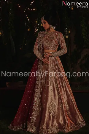 Rust Pakistani Bridal Silk Lehenga Choli Dress #BN138