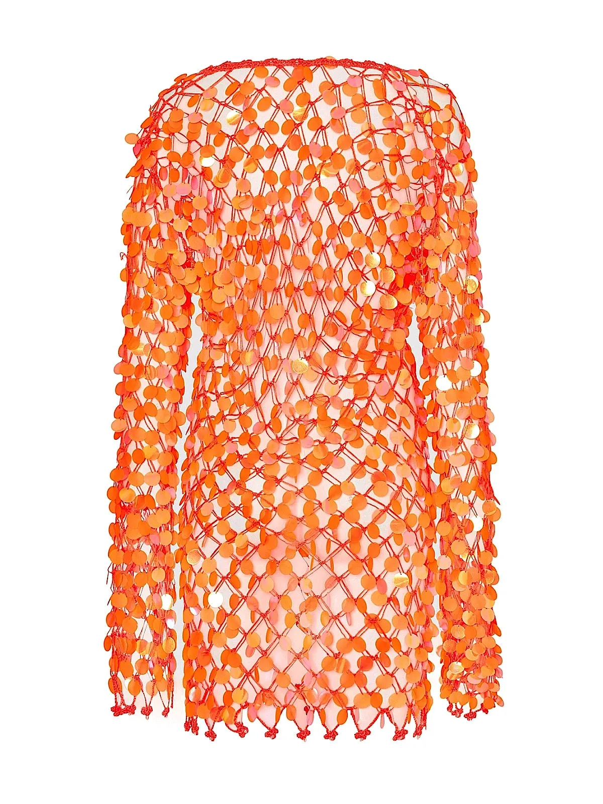 Sequin Crochet Mini Pullover Dress
